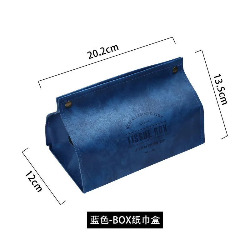 blue Портативный Футляр для салфеток, чехол для кухни из искусственной кожи, держатель для бумаги, автомобильный бумажный контейнер, украшение в скандинавском стиле, для хранения в офисе - Цвет: blue