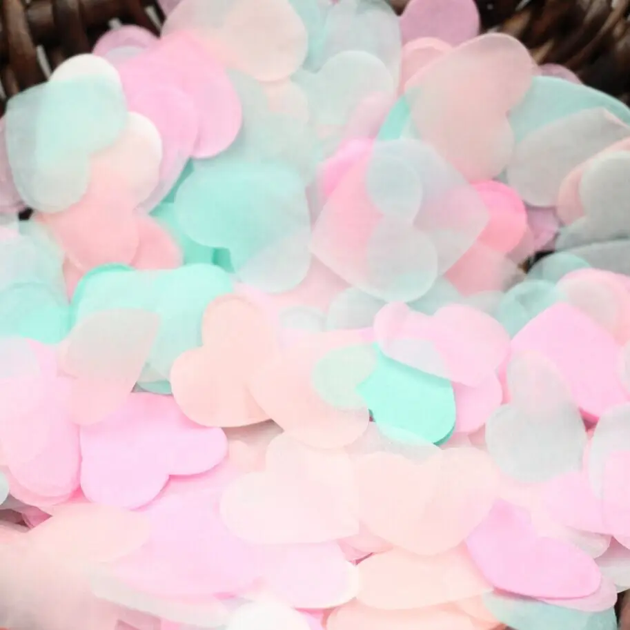 6500 шт Сердце Конфетти из папиросной бумаги Pinks ткань цвета мяты сердца Таблица