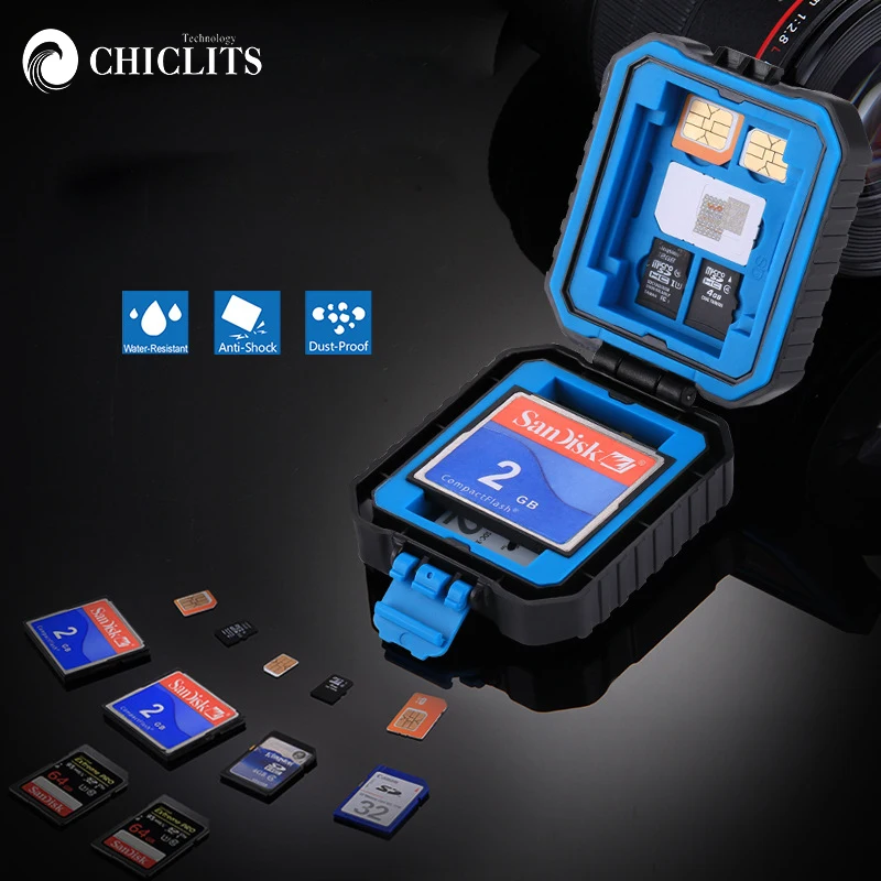 Ударопрочный водонепроницаемый чехол для карты памяти TF, чехол-органайзер для 3sim-карт, 2x QD, 2CF, 2TF и 2SD-карт