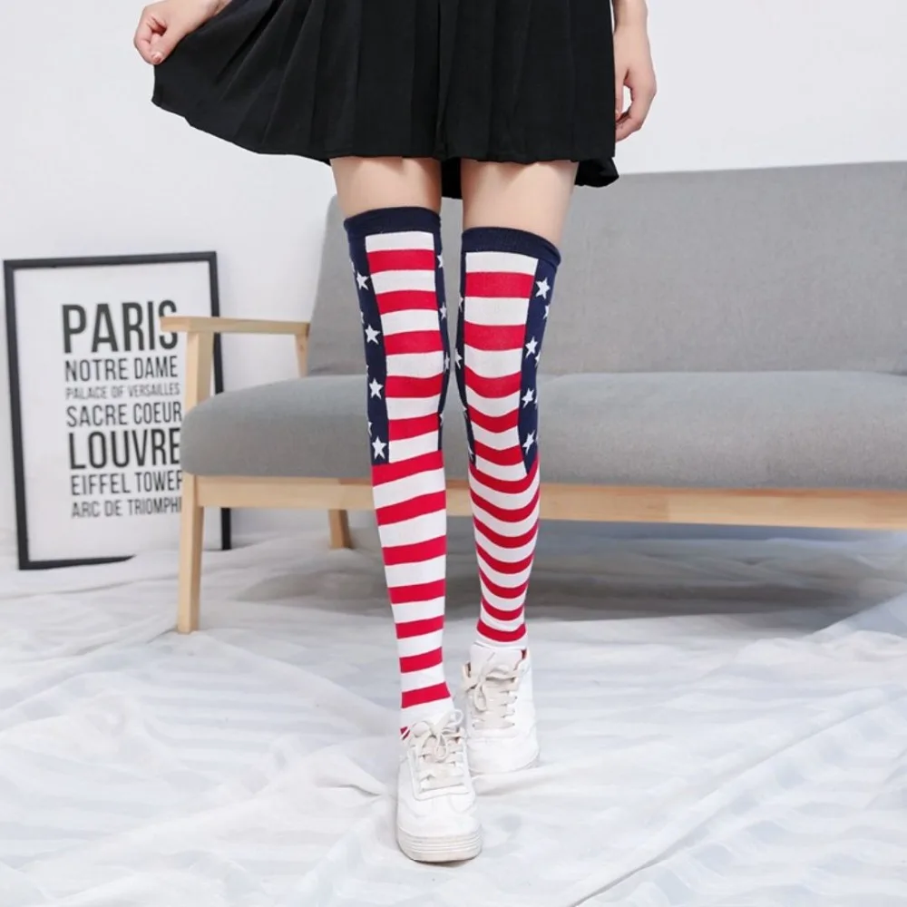 

SzBlaZe Brands High Quality Cotton over the knee stockings Women's Stripe Comfortable Cheerleading style thigh high stocking