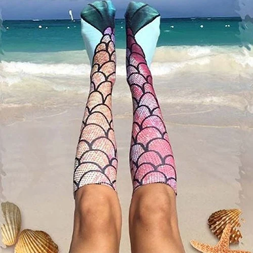 1 Pair Creative Design Sexy Tights Mermaid Tail Below Knee Cartoon Socks | Мужская одежда