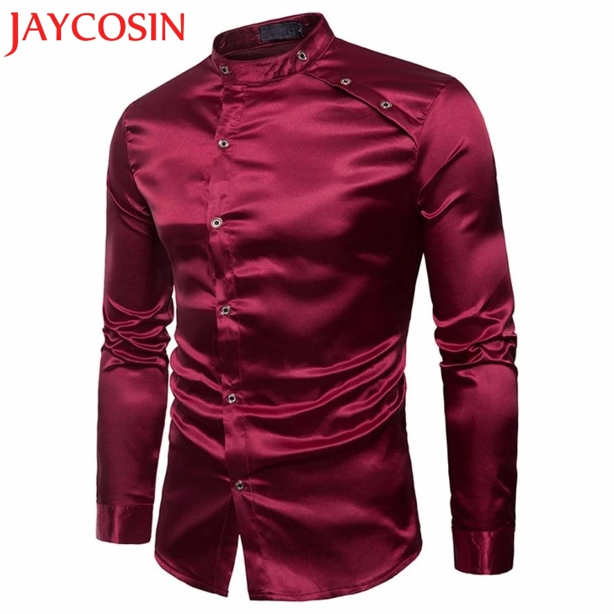 Jaycosin 2018 Высококачественная Мужская рубашка приталенная с длинным рукавом