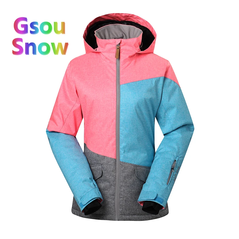 2017 Gsou Sonw Outdoor Sports Winter Women Lattice Snowboarding Warmer Ski Jackets Stripes Waterproof Wave point Skiing Clothing|snowboard