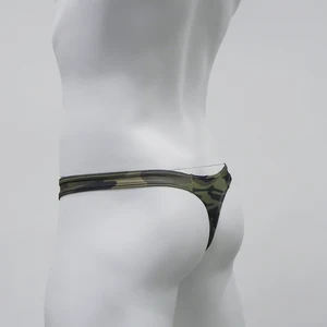 Трусы-стринги мужские камуфляжные с низкой посадкой, пикантное нижнее белье, мягкий карман для геев, удобные бикини, стринги