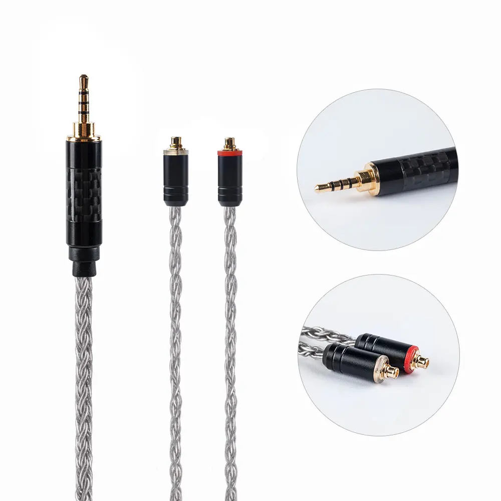 MMCX 2.5 HiFiHear 16 Core посеребренный кабель 2,5/3,5/4,4 мм балансный кабель с MMCX/2pin/QDC разъем для C12 KZZS10 PRO ZSX BLON BL03 - Цвет: MMCX 2.5