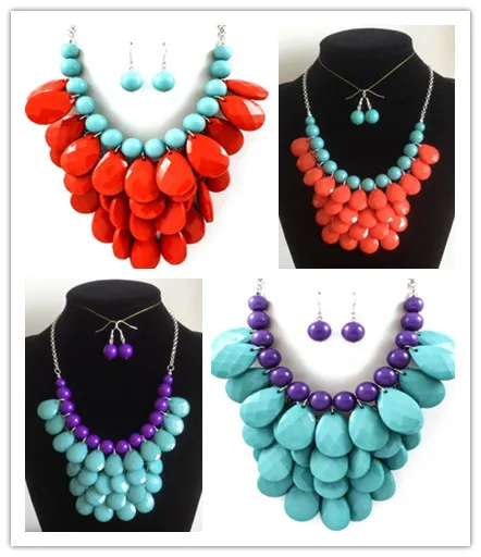 Minimum Order $20 (mixed order) Teardrop statement bubble bib Silver Chain anthropology necklace | Украшения и аксессуары