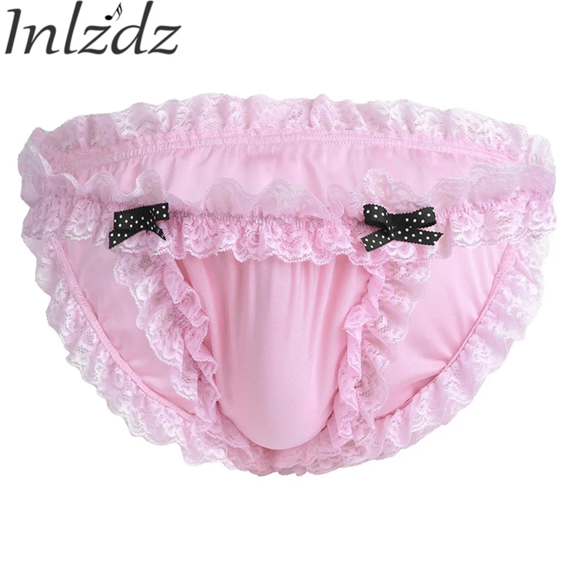 Inlzdz Мужское нижнее белье Sissy Maid цветочные кружева мягкое бикини g string Gays трусы