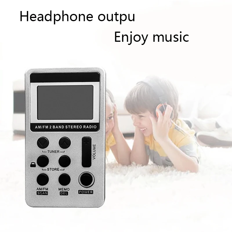 Новый черный и серебристый радио FM/AM цифровой мини приемник с перезаряжаемой