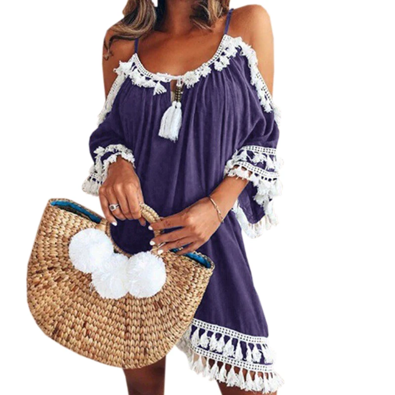 Женское платье на тонких бретельках Boho летнее пляжное большого размера 5XL с