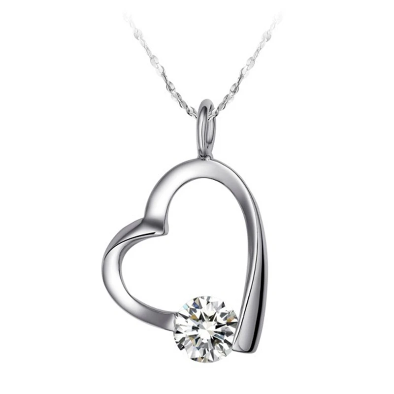 Комплект из колье и серёг с фианитом в форме сердца | Украшения аксессуары