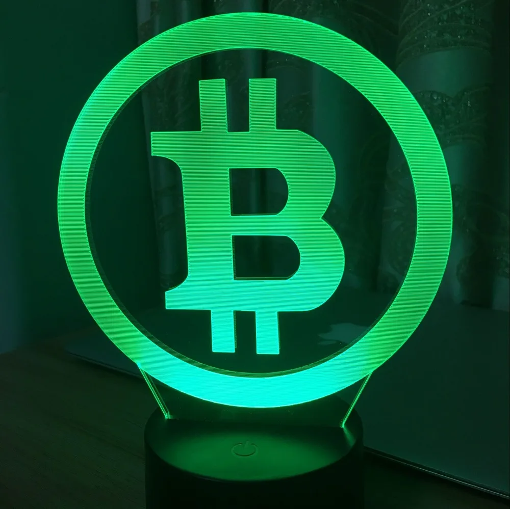3D светильник s простой Bitcoin лампа Ночной 7 цветов Изменение светодиодный Спальня