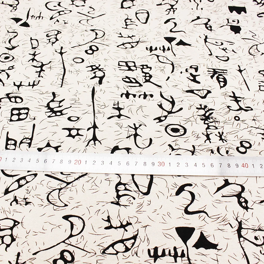 Тканевая ткань из хлопка и льна с принтом китайская культура искусственная для