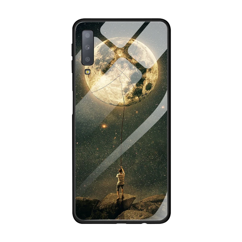 Чехол из закаленного стекла для телефона для samsung A10 A20 A30 A50 A70 Galaxy A7 S10 S9 S8 J4 J6 плюс S10E Силиконовая задняя крышка Капа - Цвет: 12