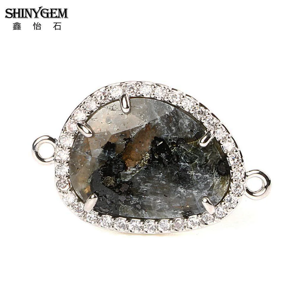 ShinyGem Натуральный камень разъем Ляпис Лабрадорит авантюрин нерегулярные цвета: золотистый, серебристый Разъем Подвески для серьги принятия - Цвет: Labradorite Silver