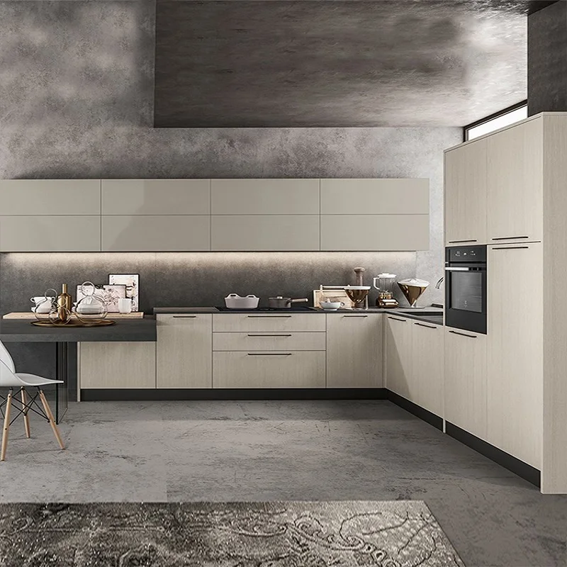 Темно серый цвет роскошный современный кухонный шкаф/высокий глянцевый