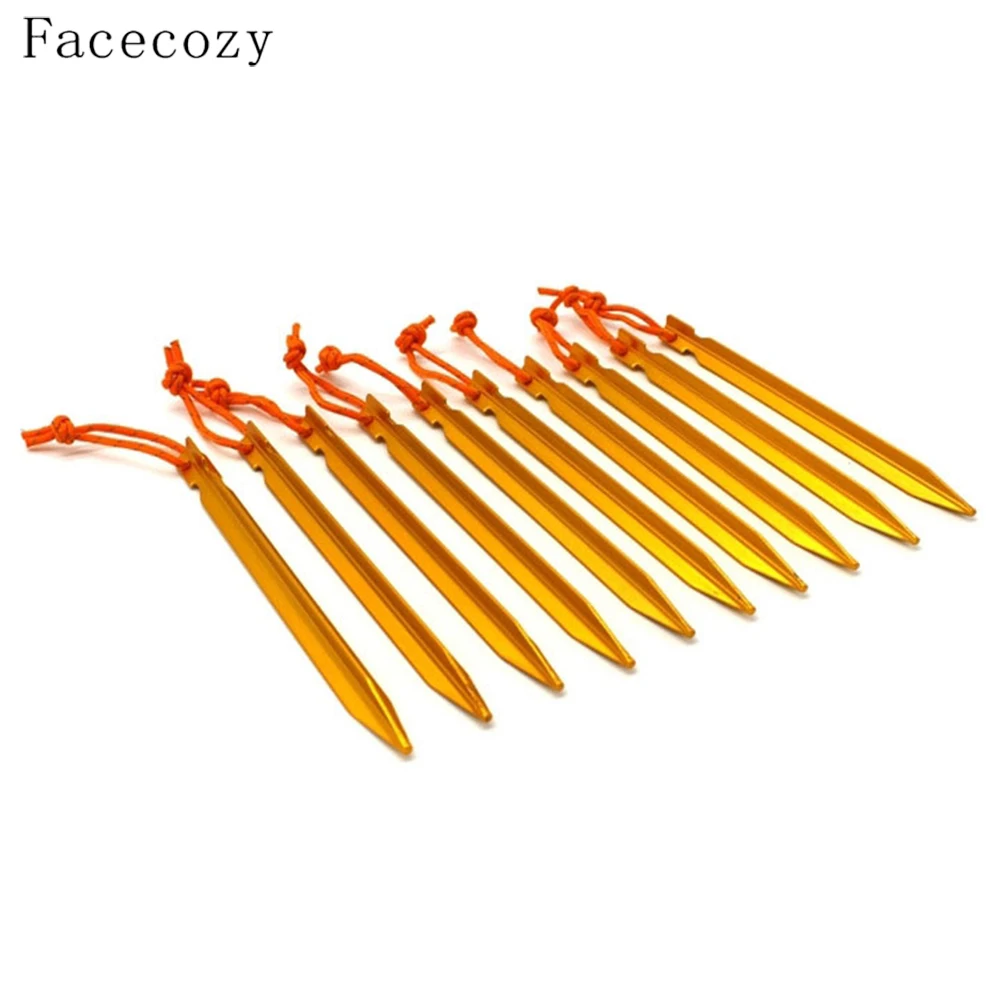 Facecozy 10 шт 18 см колышки для палатки из алюминиевого сплава Треугольные ногтей со