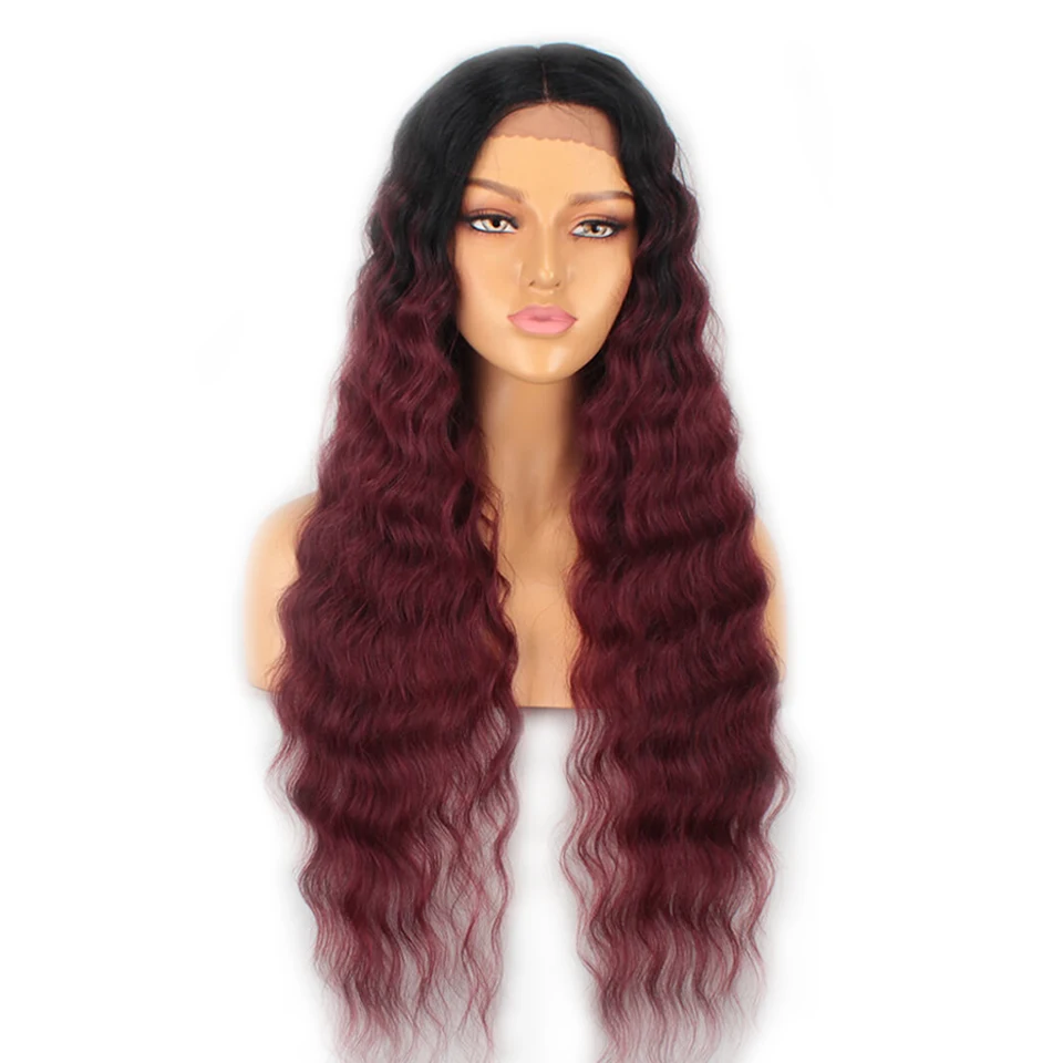 Leeven 30inch Loose Wave Synthetic Lace Front Wig For Woman Wigs Middle Part Lace Front Wig Long Wigs