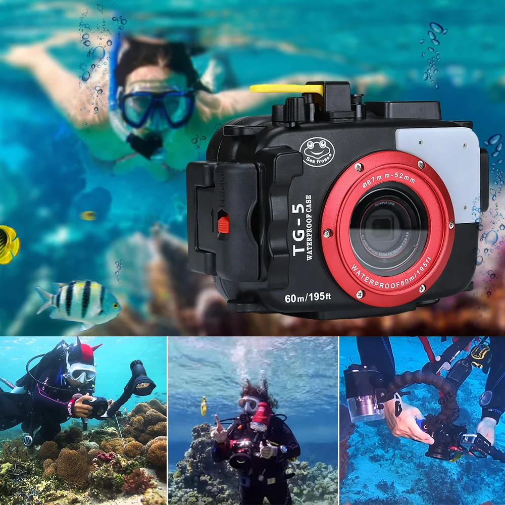 Чехол Seafrogs для Olympus TG 5 чехол подводной камеры 60 м/195ft TG5 водонепроницаемый с двумя