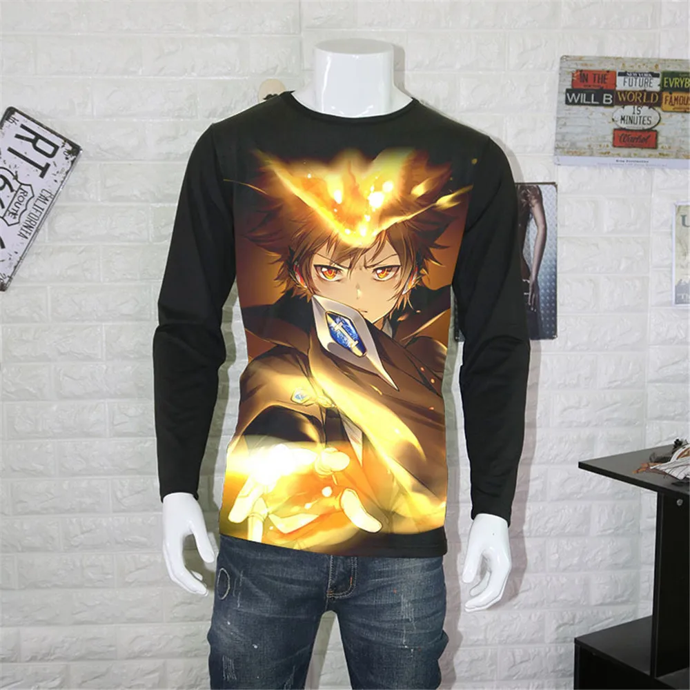 Косплей Аниме топы унисекс футболка Katekyo хитман реборн Мужская Sawada Tsunayoshi hiбари