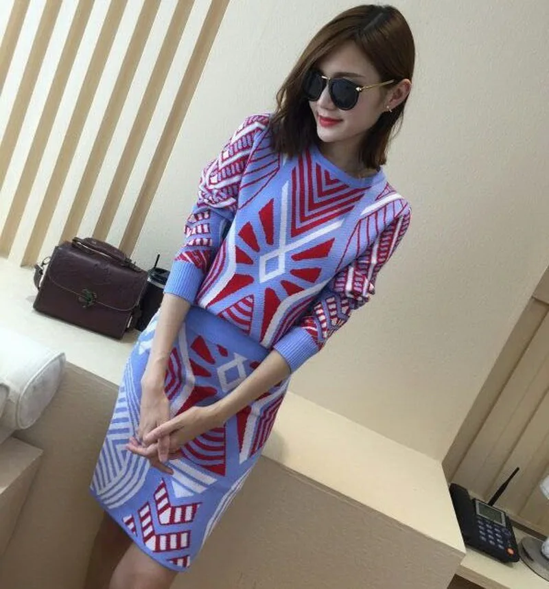 Женский трикотажный комплект из 2 предметов повседневный свитер с