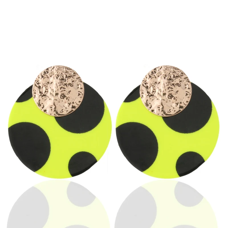 dot yellow NeeFu WoFu точка флуоресцентная кожа серьги с тигром змея медь для женщин Brinco Oorbellen модные ювелирные изделия оптом - Окраска металла: dot yellow