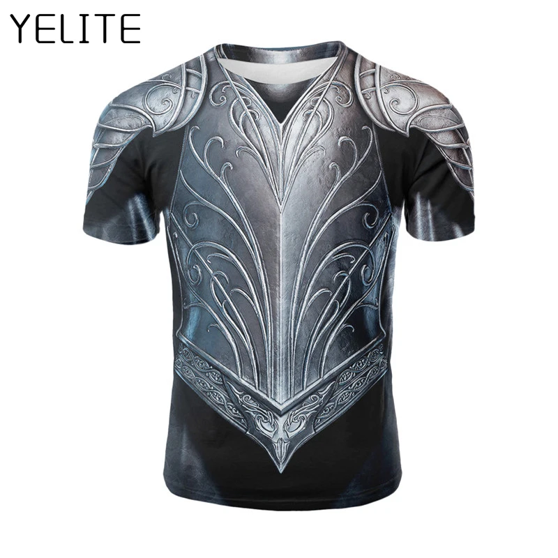 YELITE 3D футболка мужская Броня железный лист одежда летний воин с коротким рукавом
