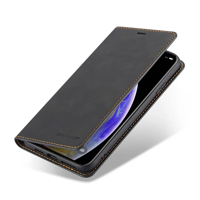 Магнитный кожаный чехол-бумажник для iPhone 6, 6 S, 7, 8 Plus, чехол для телефона с подставкой, держатель для карт, флип-чехол для iPhone XS Max XR 11 Pro - Цвет: Черный