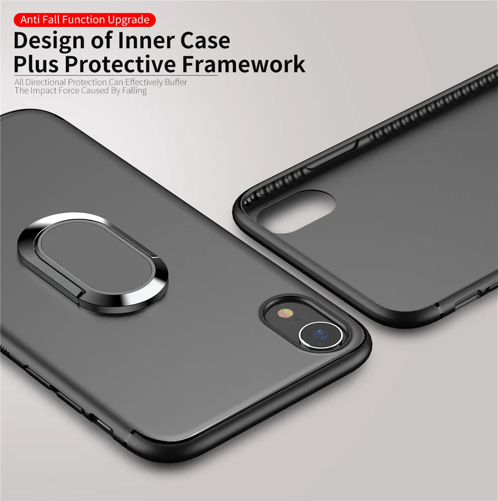 Роскошный силиконовый чехол для iPhone X Xs Max XR с магнитным металлическим кольцом