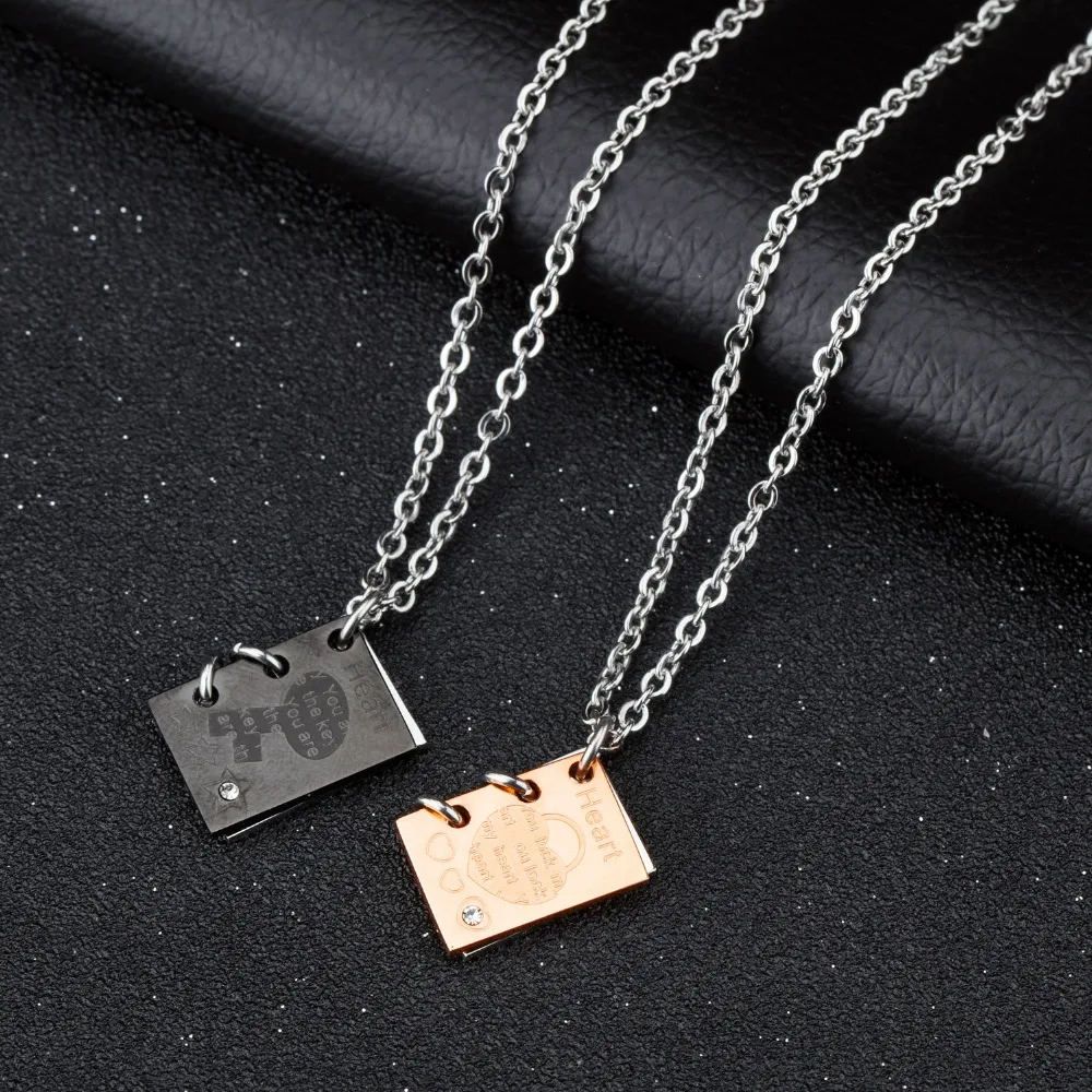 Новый ее и его подарок из нержавеющей стали с замком в виде сердца кулон книга