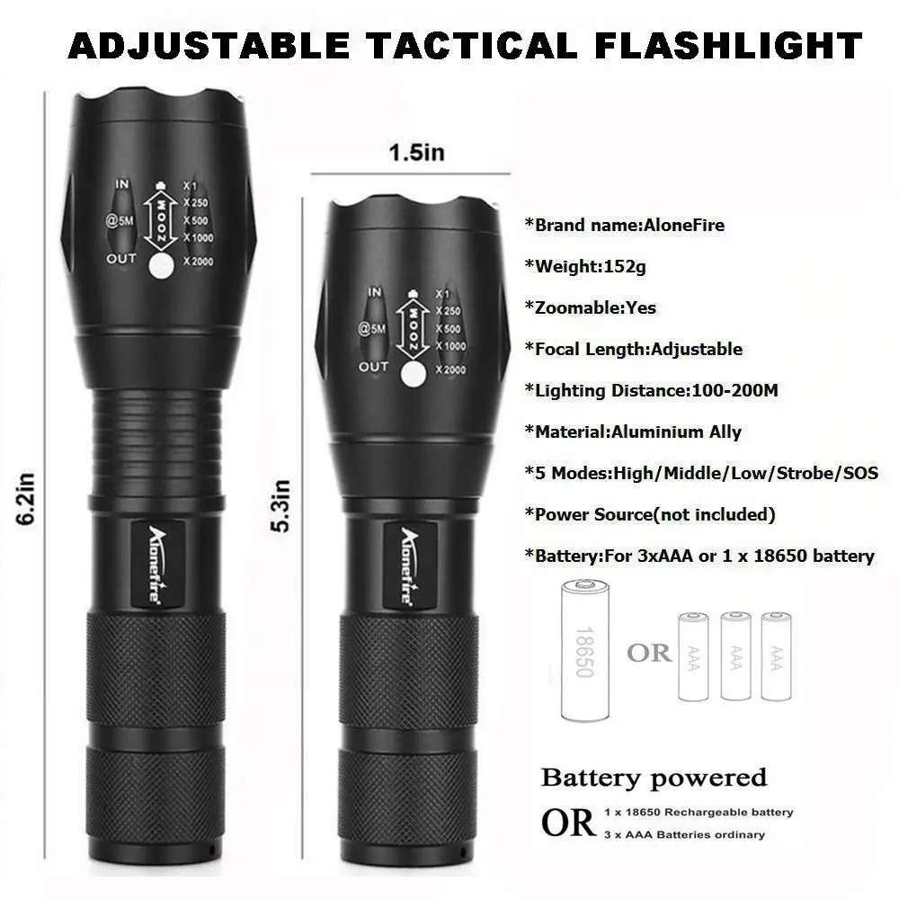 AloneFire G700 CREE XM L T6 L2 U3 светодиодный масштабируемый Мощный тактический фонарь трох