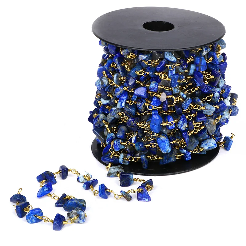 Позолоченная цепочка с бусинами из шпинели и бусин от Lapis Lazuli|gold plated wire|rosary bead