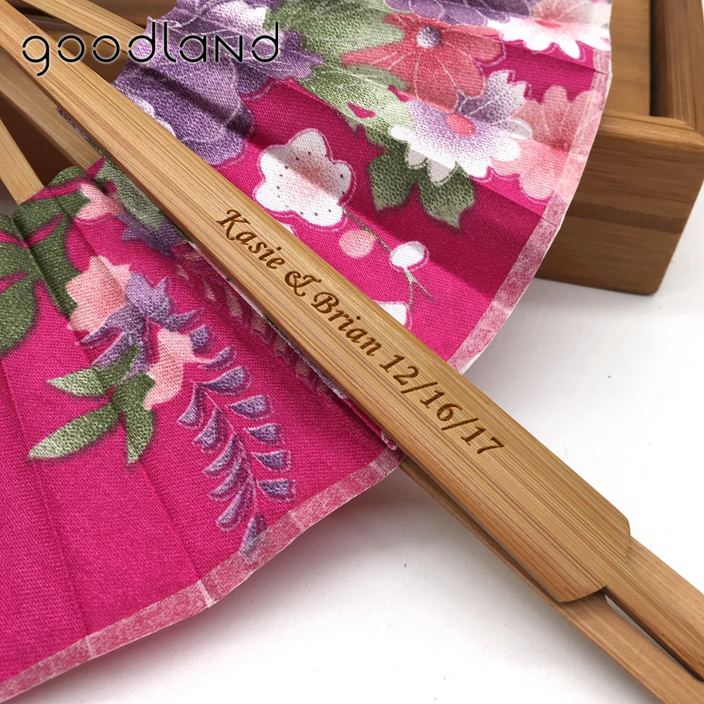 Wholesale 50pcs/lot Print Personalized /Customized Cherry Blossom Japanese Chinese Handmade Pocket Fan with Gift Bags Mariage | Дом и сад