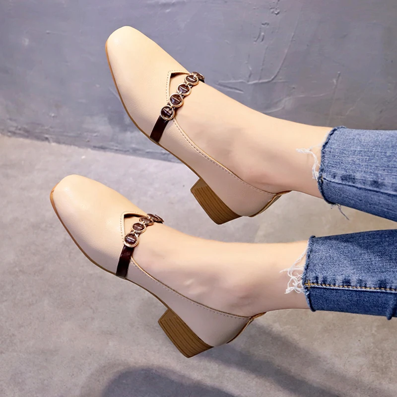 

Spring New Cute Women Casual Pumps Wild Korean Red Women High Heels Shoes with A Single Shoes Female Casual Pumps