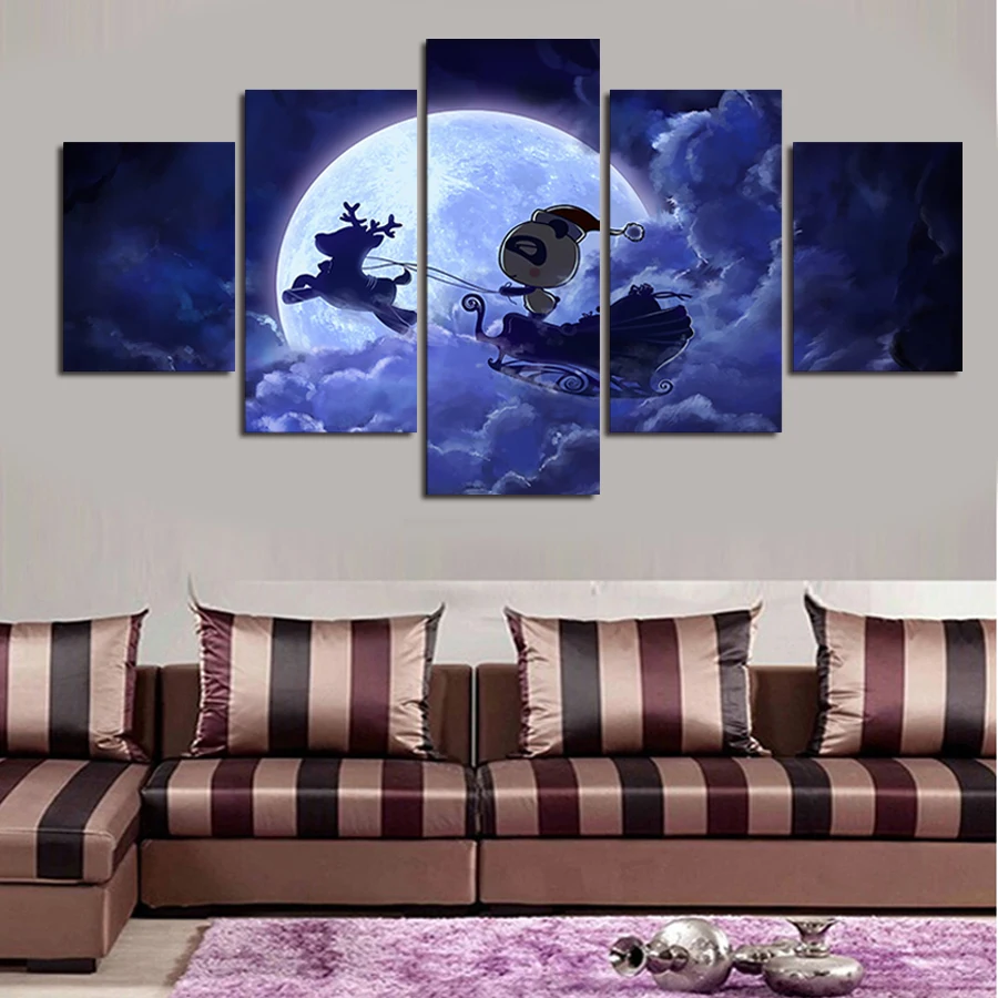 

Wall Pictures For Living Room 5 Panels Romantic Night Wall Art Canvas Painting Home Decor Modular Pictures HD Cuadros Decoracion