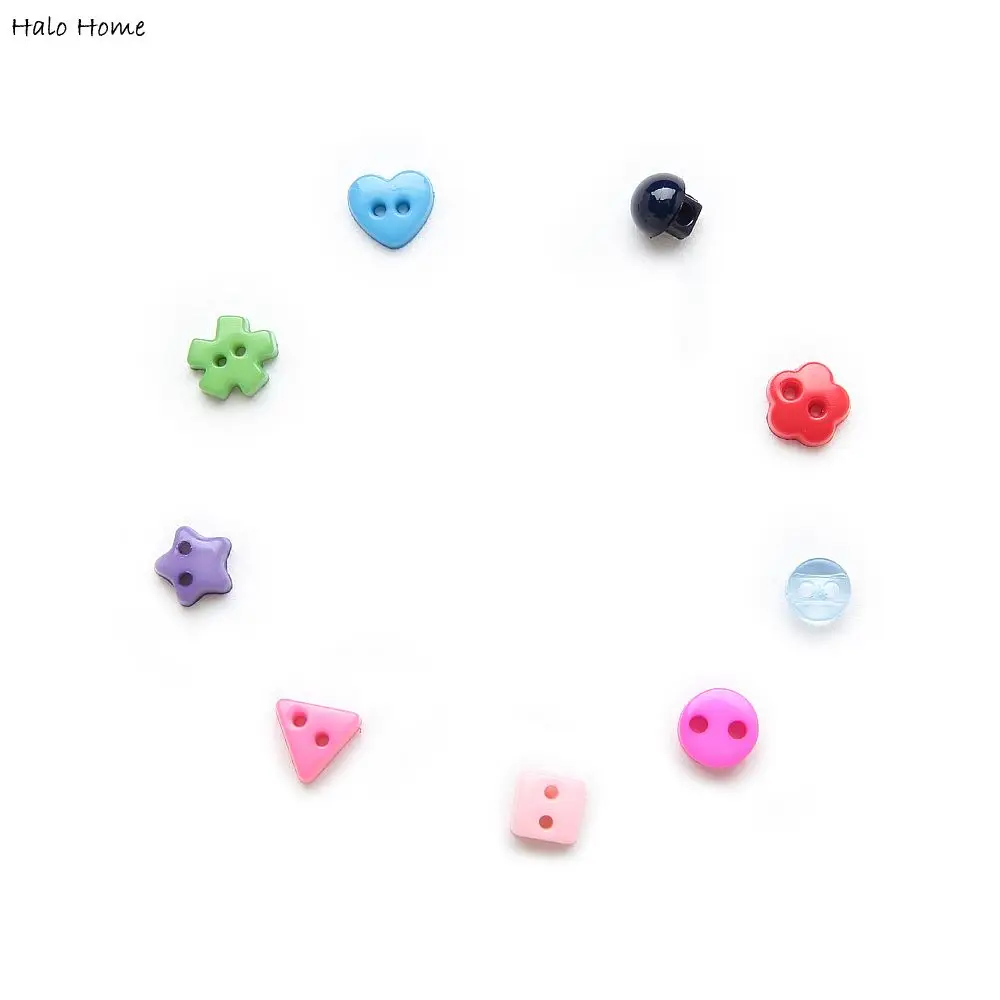 Симпатичные богато красочные полимерные пуговицы 100 шт. смешанные с 2 отверстиями