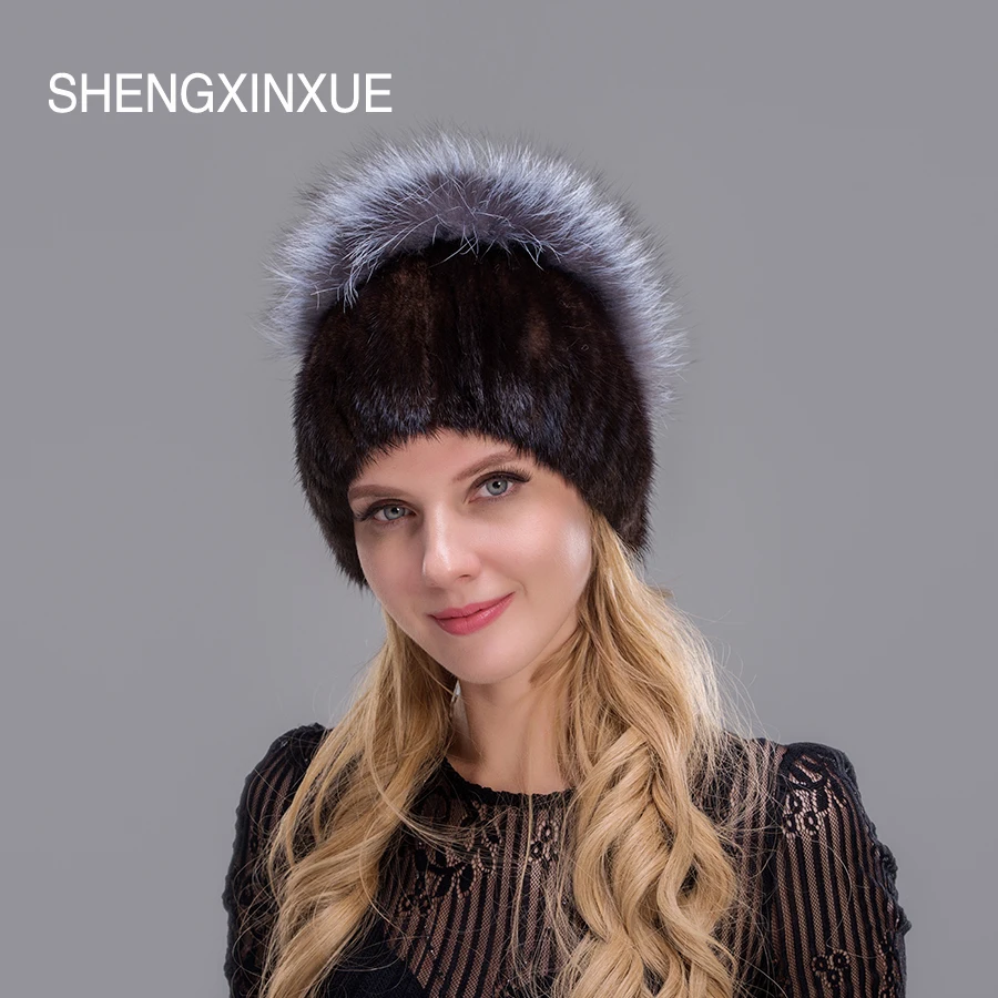 Женская шапка с помпоном JIQIUZHANXUEFEI зимняя из натурального меха норки 2019|hats children