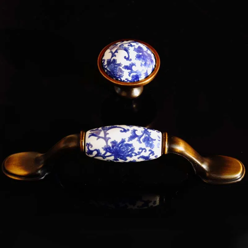 3 &quotВысокое качество Ретро синий и белый фарфоровый комод кухонный шкаф дверь