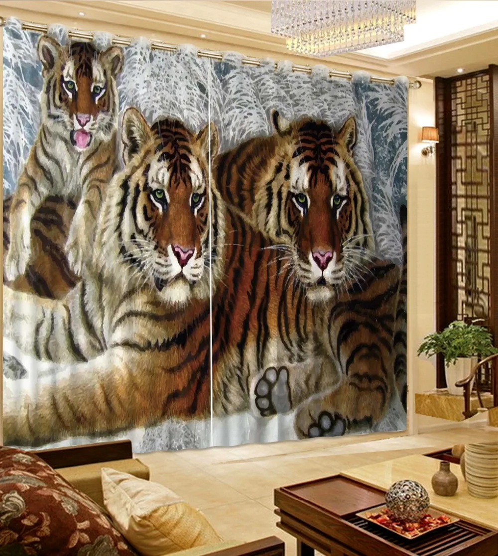 Пользовательские Классические тигровые 3D занавески для детской комнаты
