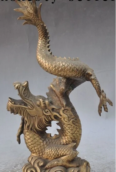 

xd 002478 14"china feng shui Lucky bronze animal zodiac fly dragon beast auspicious statue