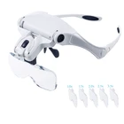 Многофункциональная Лупа со светодиодной подсветкой, увеличительное стекло с креплением на голову, лупа с 5 сменными линзами, 1X-3.5X, вспомогательная линза