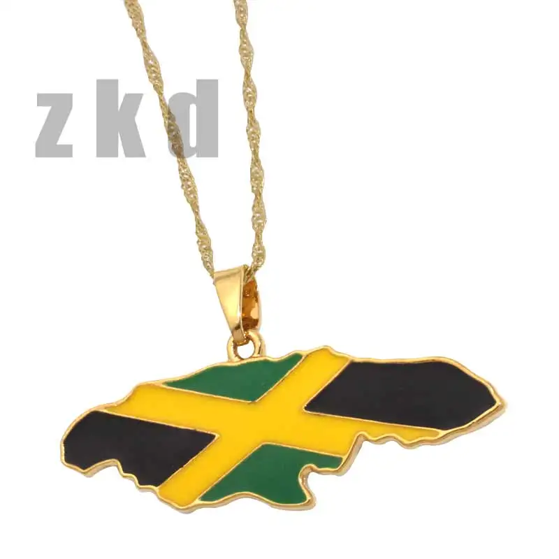 Zkd подвеска и ожерелье с картой Ямайки ювелирные изделия национальным флагом