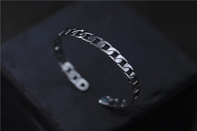 C&ampR Real 925 Sterling Silver bangles for women bracelet whip chain Female open simple Thai Fine Jewelry Adjustable | Украшения и