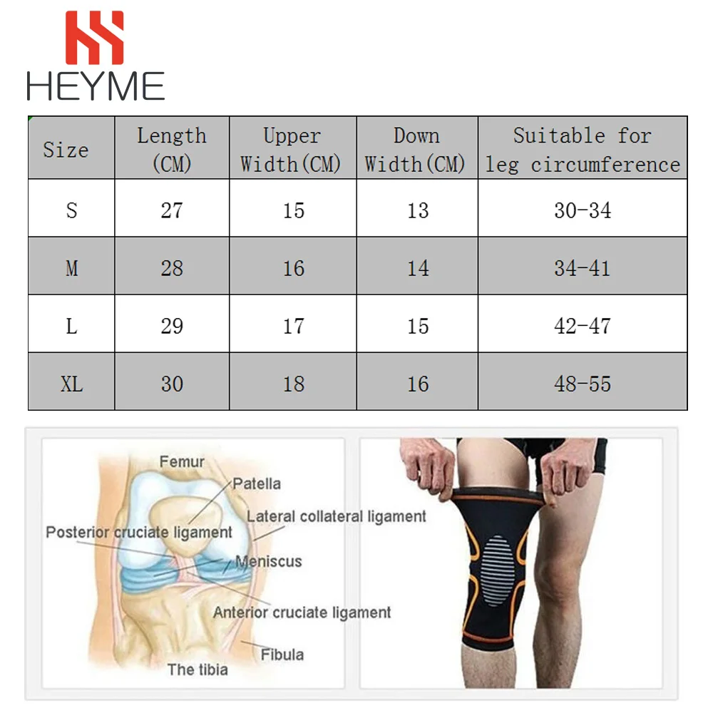 

HEYME Fitness 1PC Hot Unisex Universal Basketball Running Gym Sports Knee Compression Joint Pain Relief Sleeve Supports Braces A