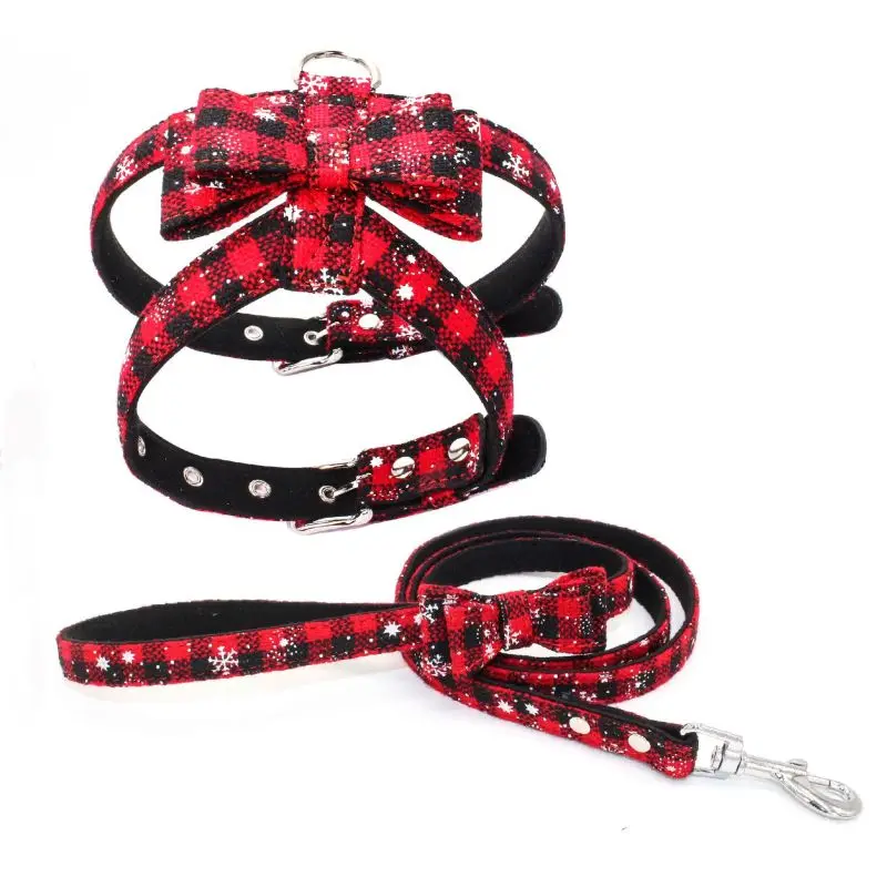 Bowtie Canvas Pet Dog Chest Strap with Matching Traction Rope Vest-style Superfiber Harness Durable Comfortable Supply | Дом и сад