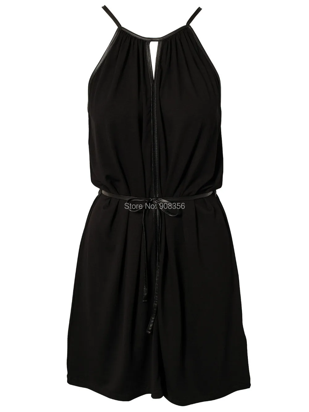 Женское платье из ПУ кожи без рукавов с лямкой на шее|summer dress|women summer dresssexy black dress |