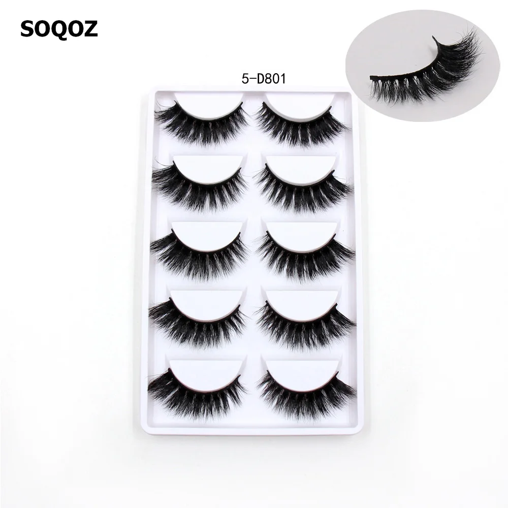 

SOQOZ Eyelashes 3D Mink Eyelashes Luxury Handmade Mink Lashes Natural Long Eye Lashes Fluffy False Lash Eye 5 pairs D801 cosmeti