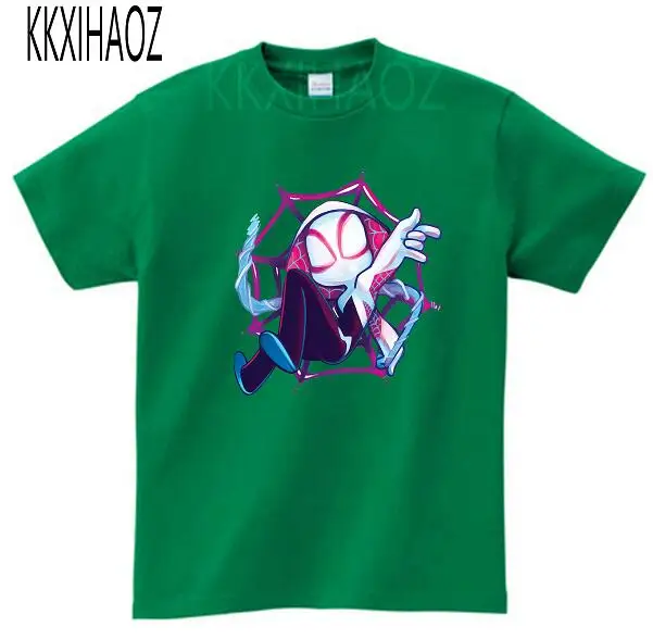 green childreT-shirt Новинка года; модная футболка с принтом «Человек-паук» Веселая футболка детская футболка с принтом популярная летняя футболка - Цвет: green childreT-shirt
