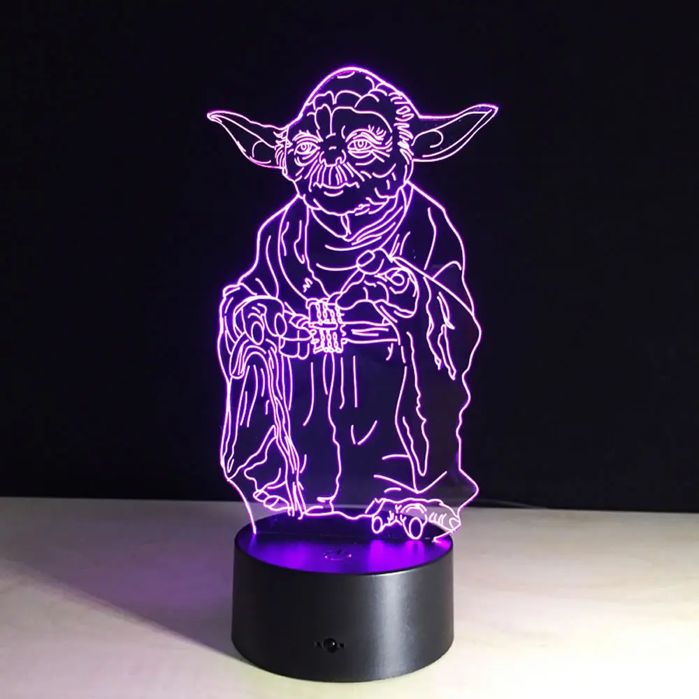 Настольная лампа Master Yoda 3D с дистанционным управлением светодиодный
