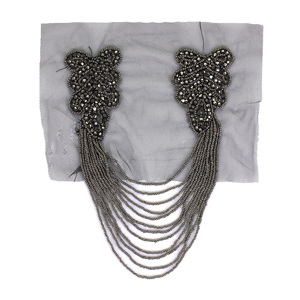 Ручная доска для плеч с вышитыми бусинами и кисточками аппликация воротника