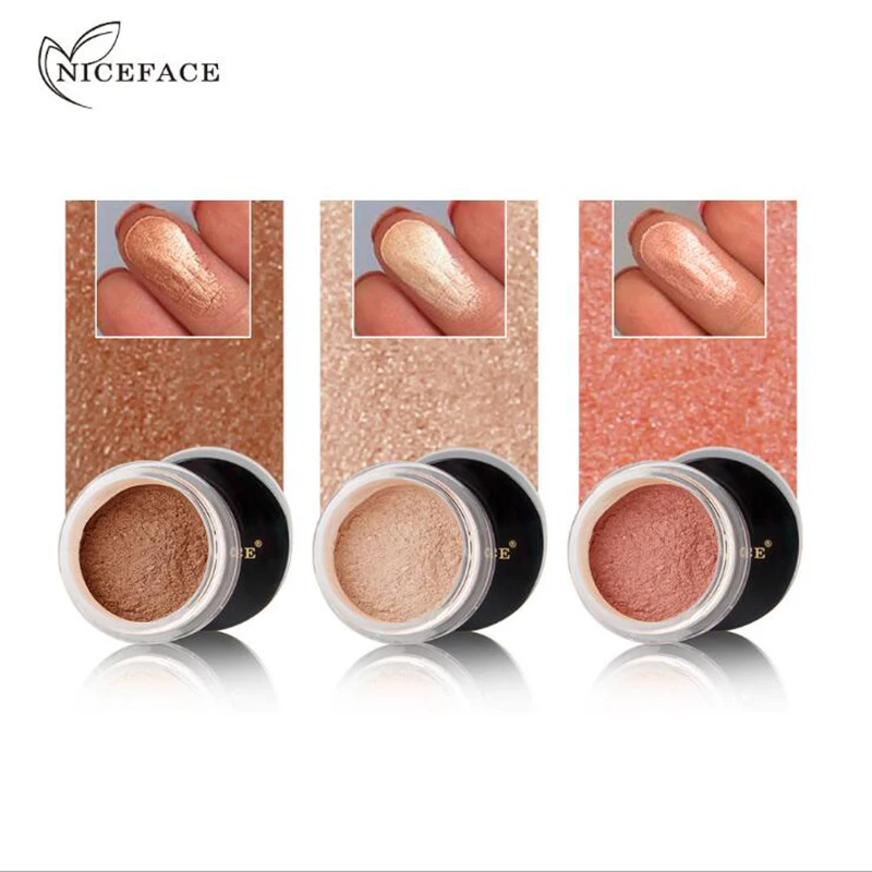 Блестящая рассыпчатая пудра хайлайтер niceface для макияжа блестящая золотистая